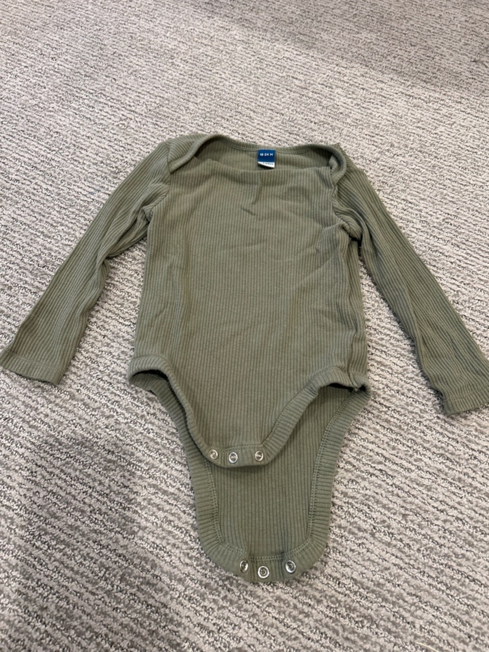 Old Navy Olive Green Ribbed Long-Sleeve Baby One-Piece